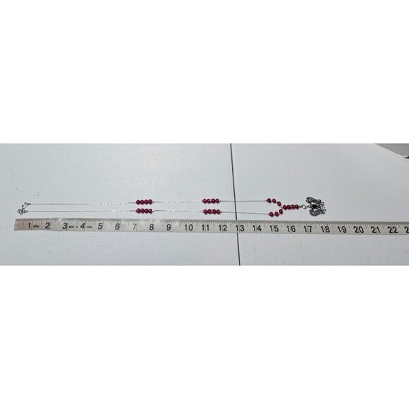 Angel Pendant Necklace Red Beaded Sterling Silver Spiritual Fashion Jewelry - Picture 9 of 10